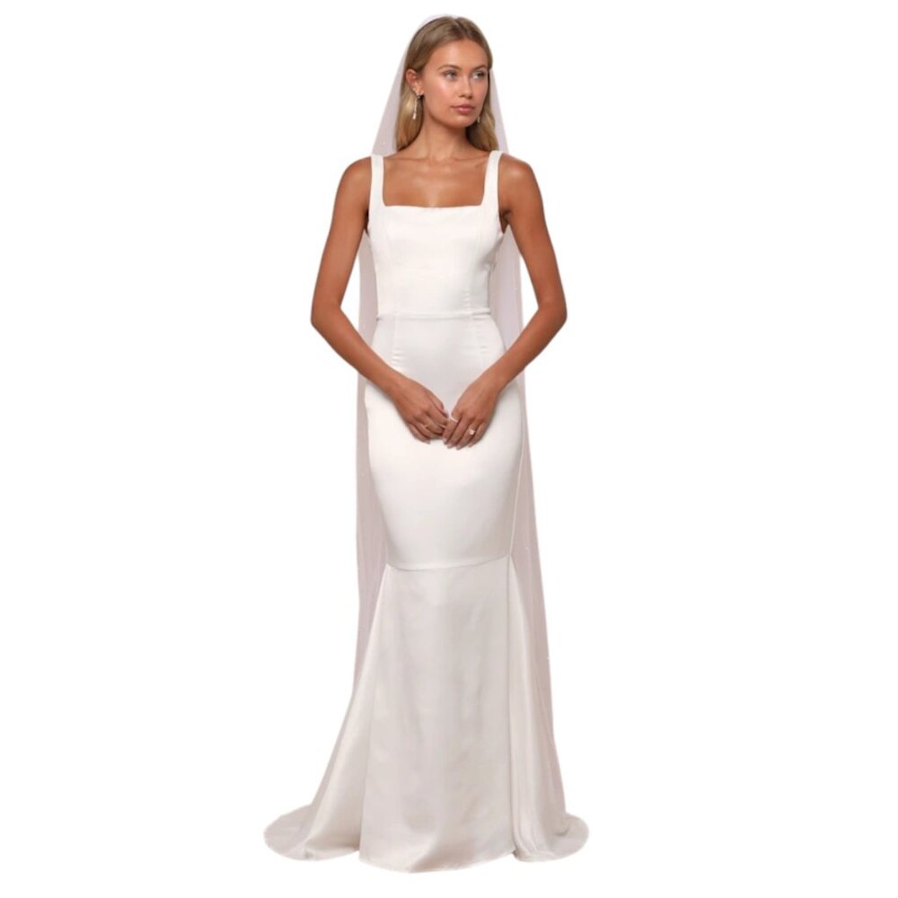 Lulus White Off the Shoulder Mermaid Wedding Dress NWT Size Small